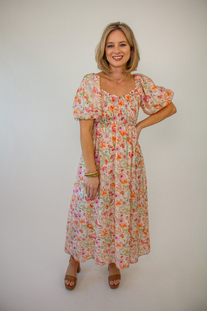 Floral-Puff-Sleeve-Smocked-Maxi-Dress