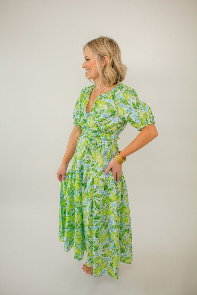lemon_print_maxi_dress_with_smocked_waist_and_puff_sleeves