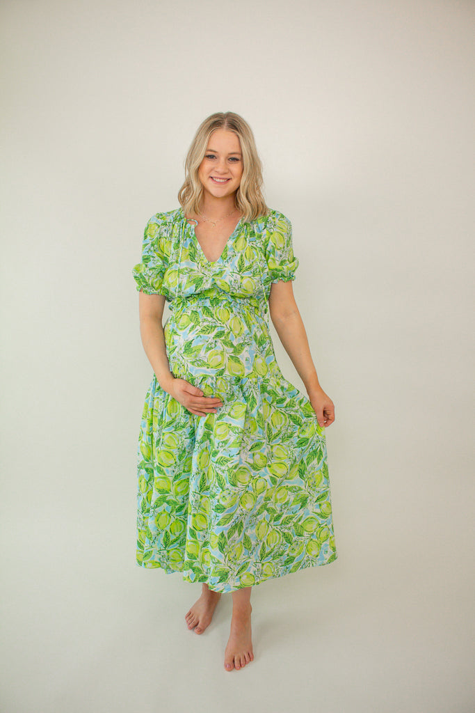 lemon_print_maxi_dress_with_smocked_waist_and_puff_sleeves