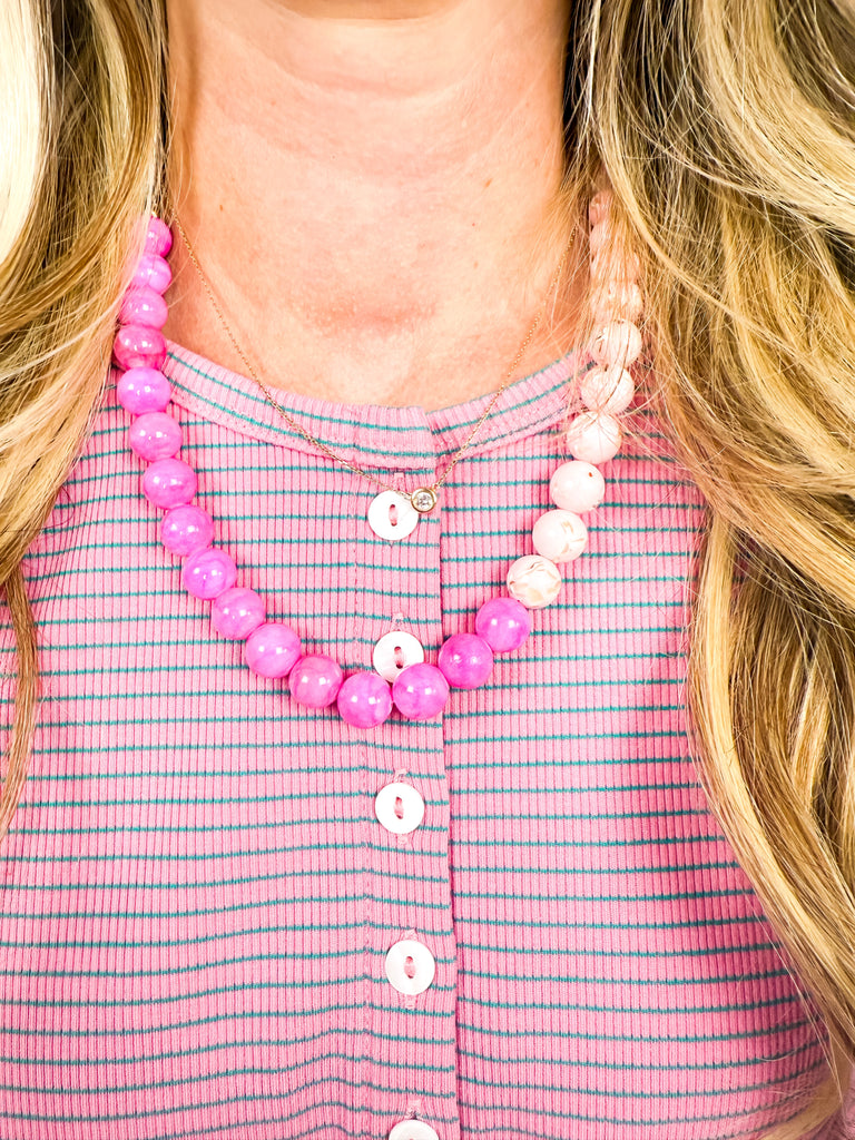 pink beaded necklace