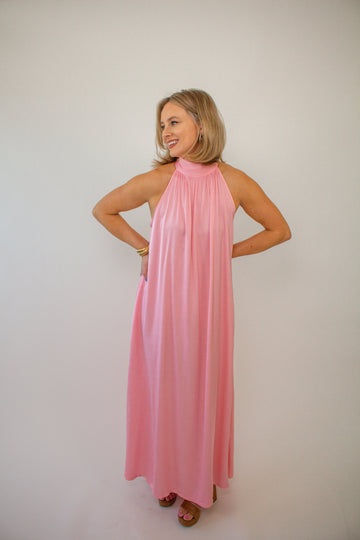 pink-halter-neck-flowy-maxi-dress